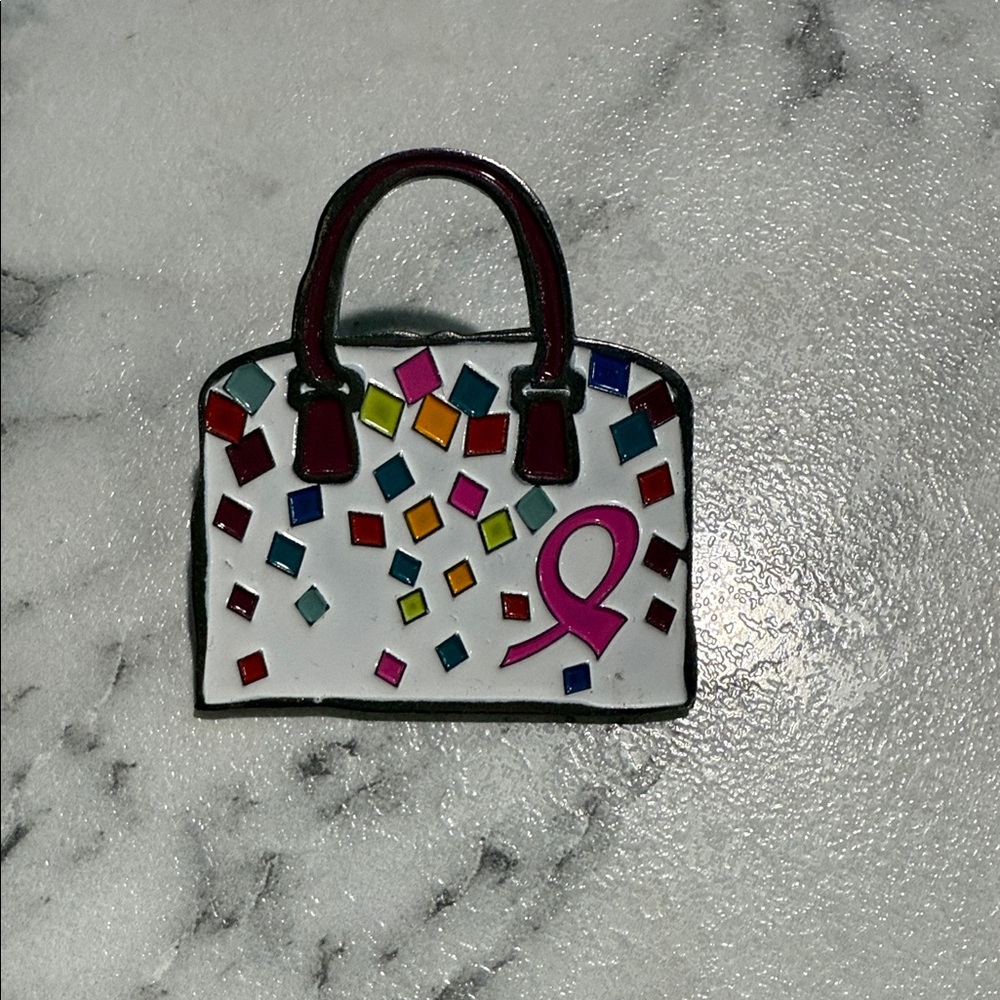 Enamel Confetti Cancer Awareness Collectible Purse Lapel Pin